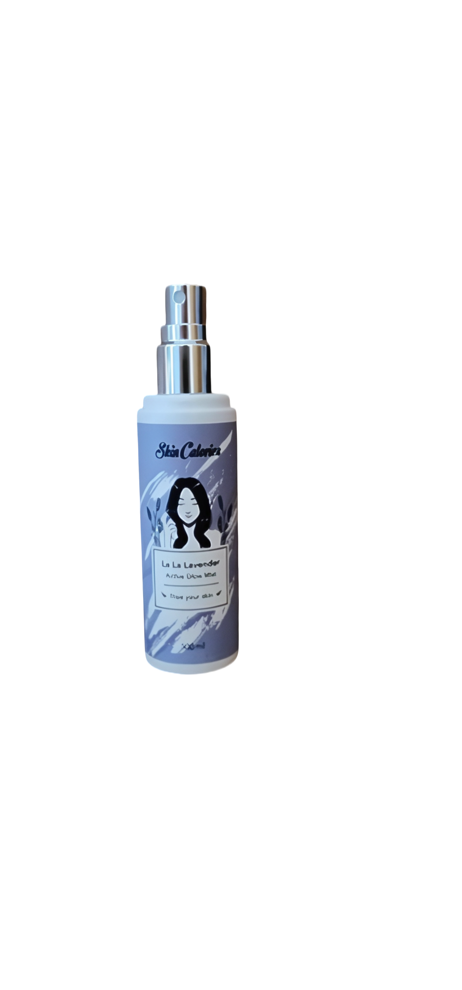Skincalories La La Lavender spray bottle with character illustration