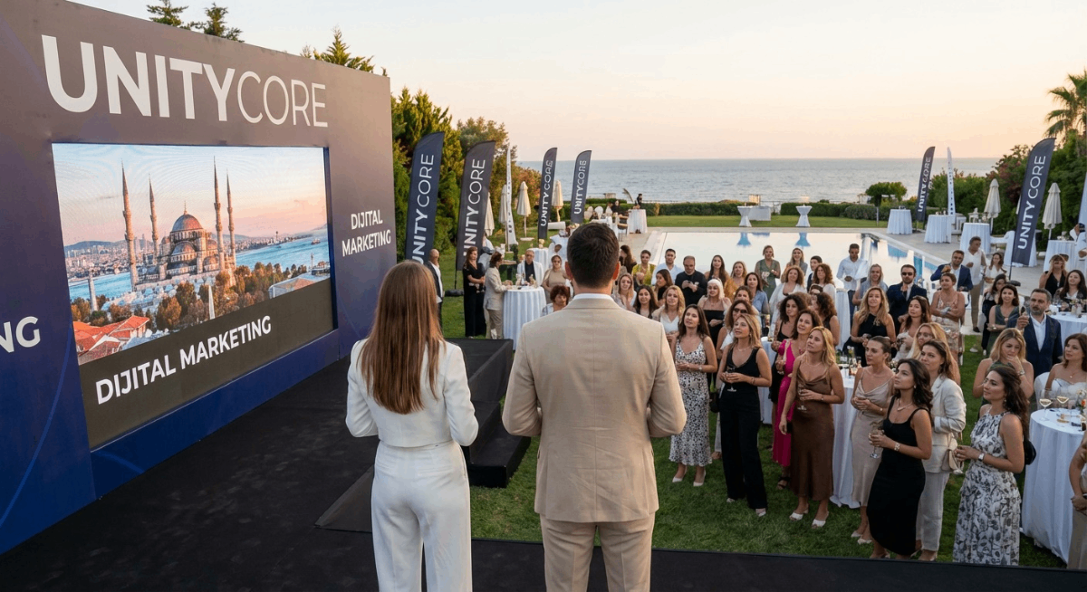 UnityCore Group спонсор мероприятия в отеле Rixos Premium Belek - выступление на сцене