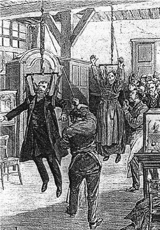 19世紀の懸垂療法|頸椎牽引・姿勢サポートの歴史的治療法の図解