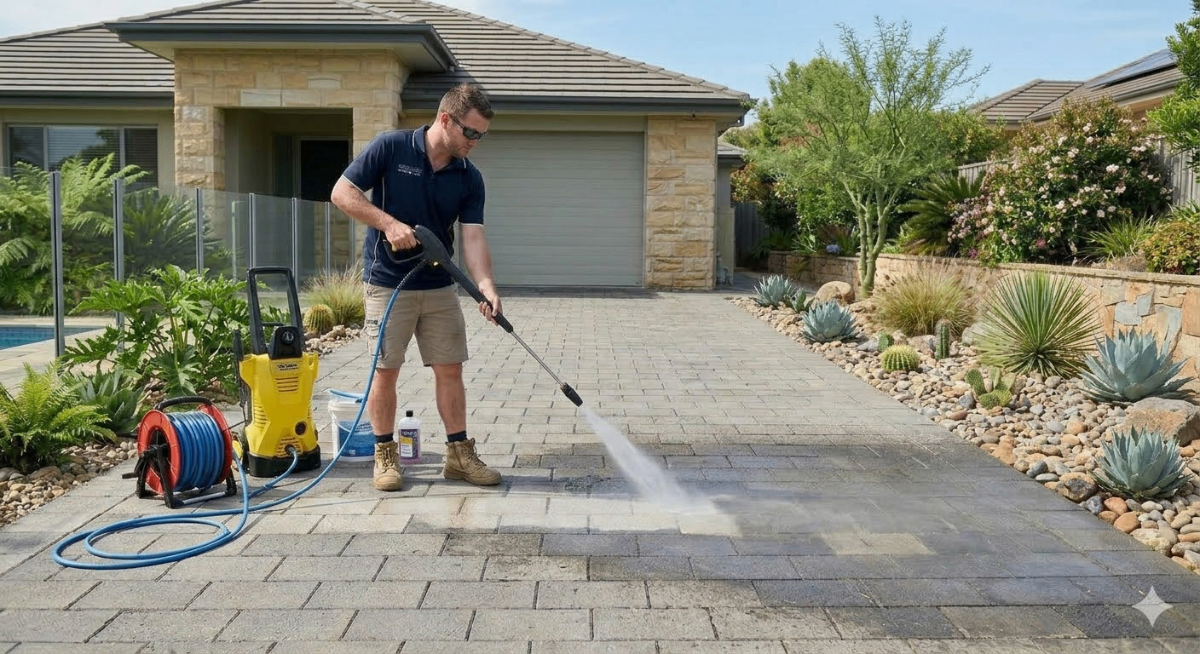 Power washing driveway service in Granite Bay CA