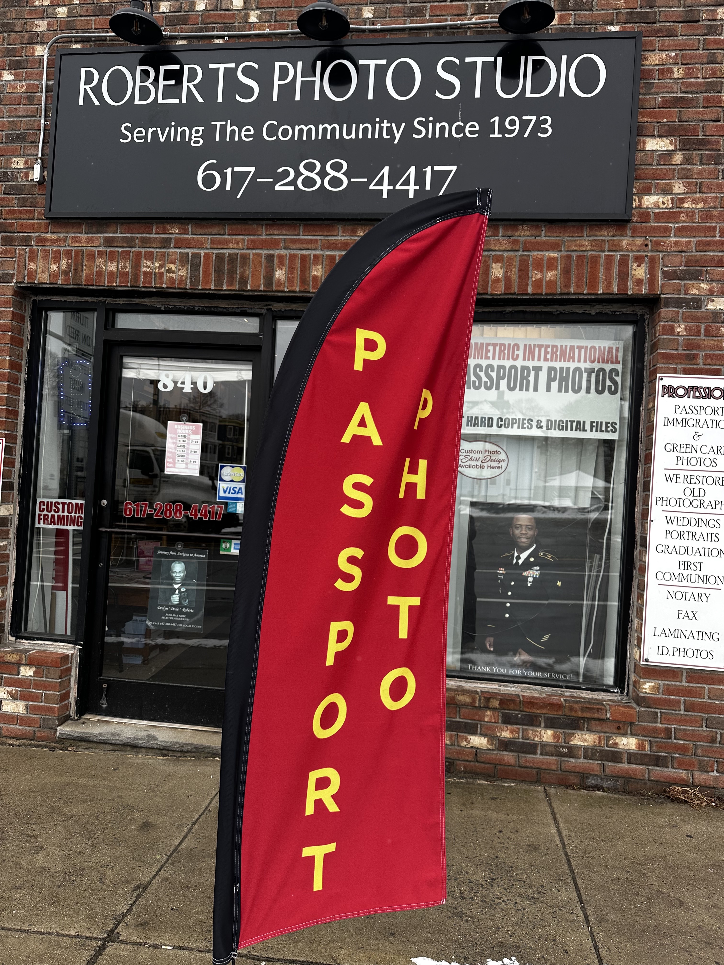 Roberts Photo Studio storefront in Dorchester, Boston