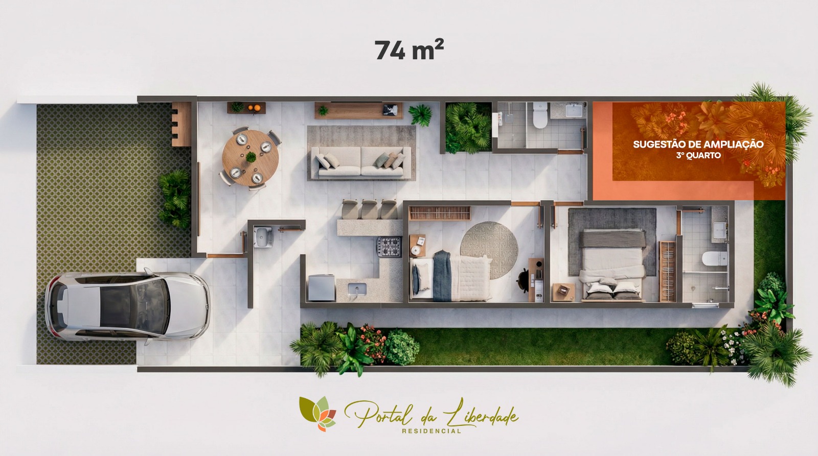 Planta com possibilidade de ampliação do Residencial Portal da Liberdade