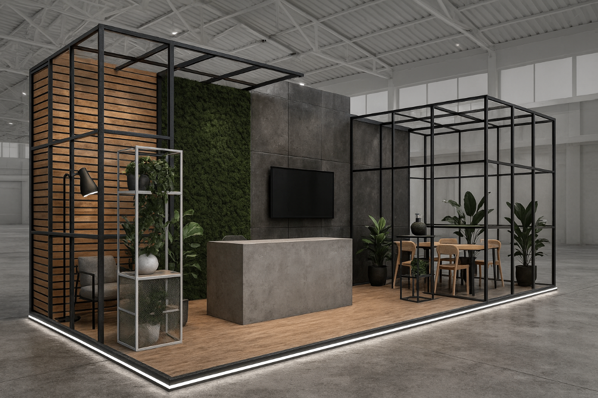 Nowoczesne stoisko targowe - metalowa konstrukcja