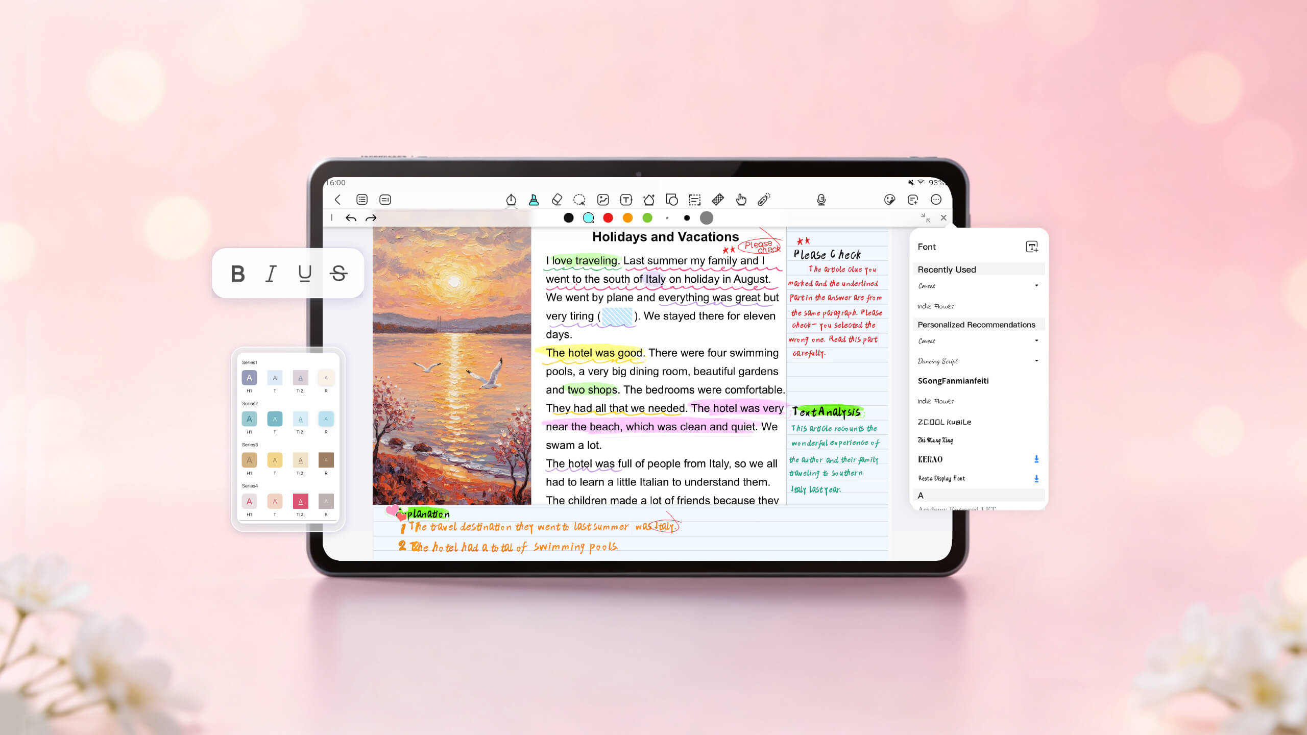 Custom fonts and aesthetic layouts