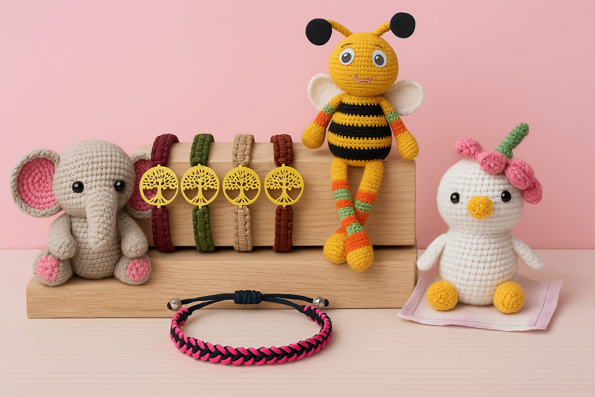Handmade crafts display