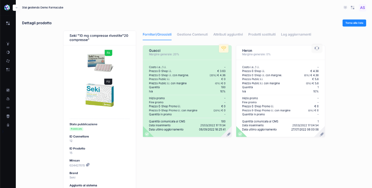 Farmacube Dettagli Prodotto - Fornitori, grossisti e margini farmacia online Farmacube Dettagli Prodotto - Fornitori, grossisti e margini farmacia online