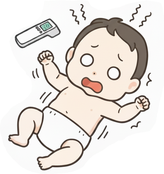 熱性けいれんの症状を示すイラスト