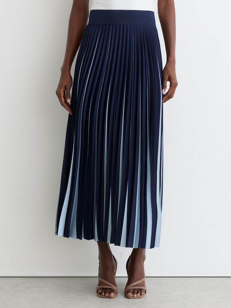 Serena Contrast Pleated Midi Skirt