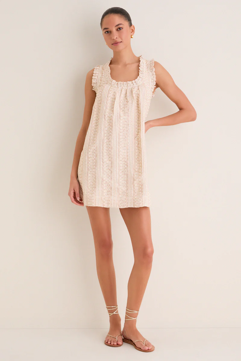 Tan & Cream Applique Valerie Mini Dress