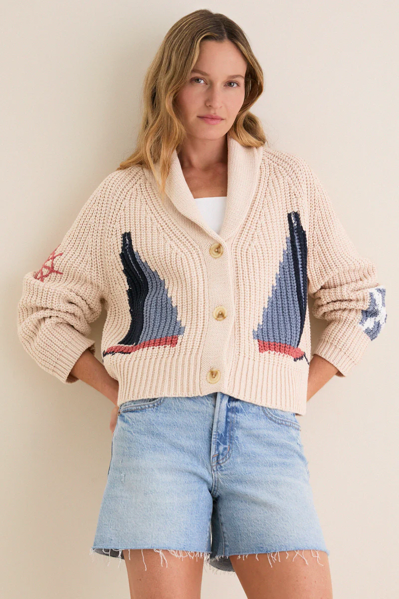 Sandstone Cotton Sailboat Charlie Cardigan