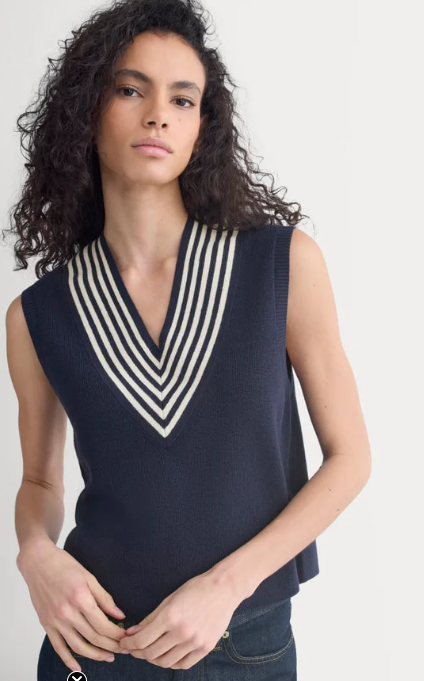 Relaxed V-Neck Vest in Cotton Merino