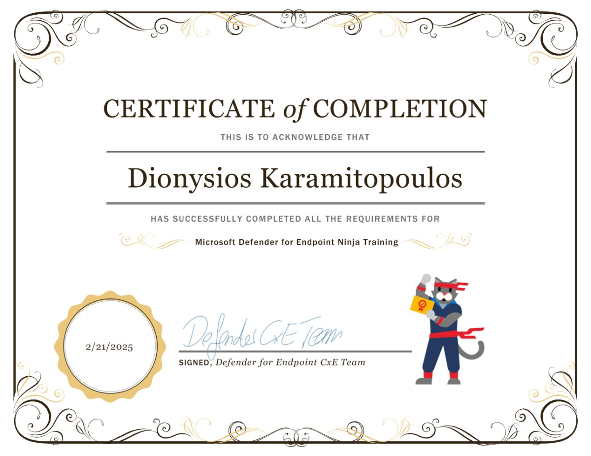 Microsoft Defender for Endpoint Ninja Training Badge