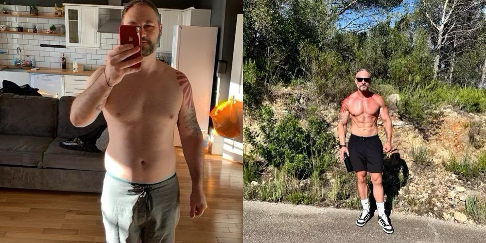 Kyle's fitness transformation journey - Before and after personal training results in Gandia, Valencia