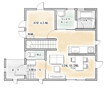 参考プラン28坪 1階間取り図
