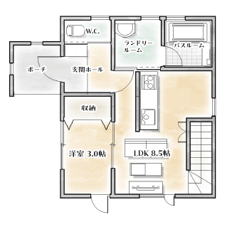 参考プラン21坪 1階間取り図