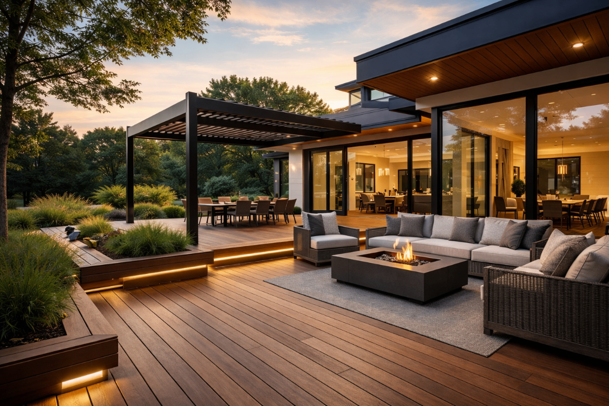 Luxury deck at dusk