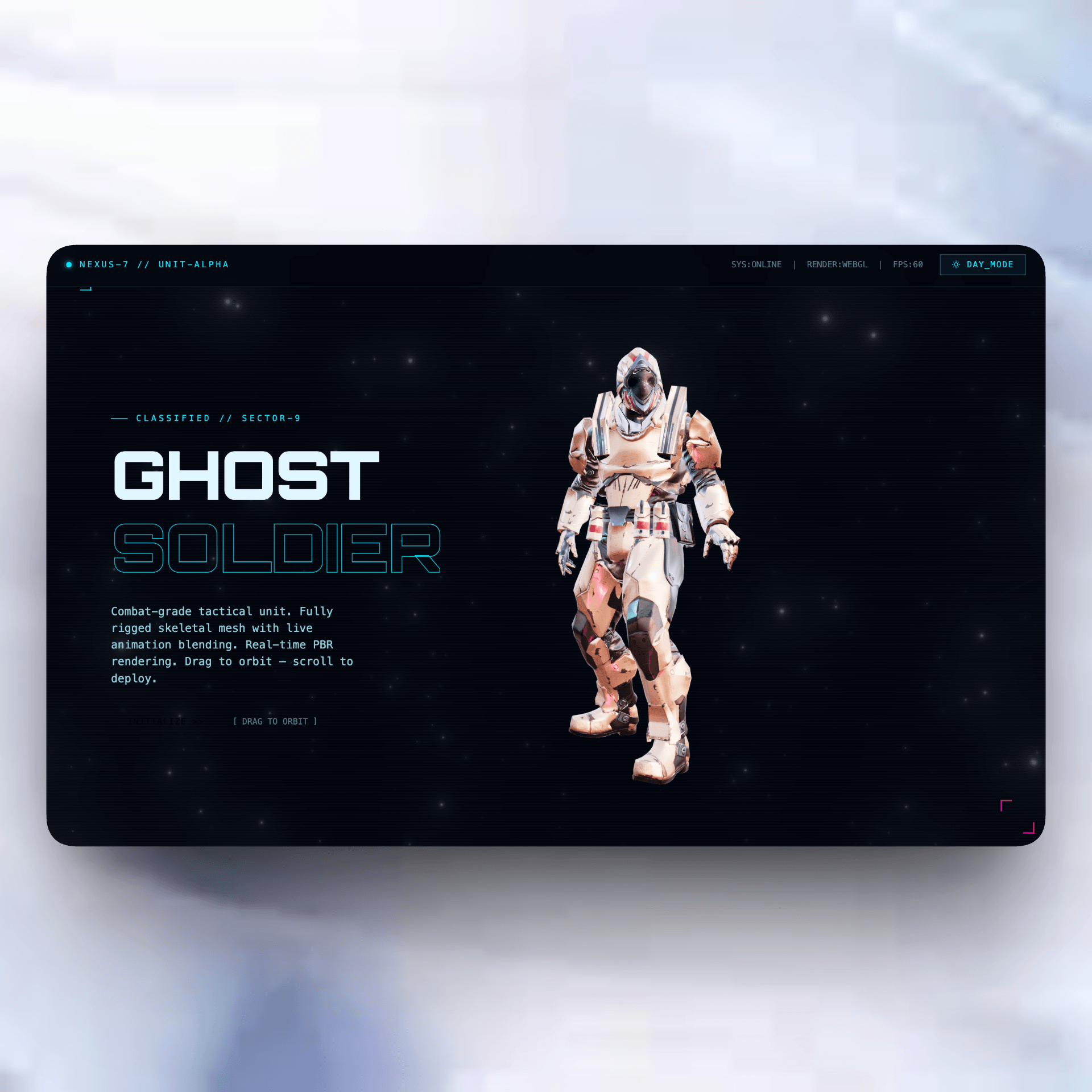 Gaming Character: Interact with Soldier Model