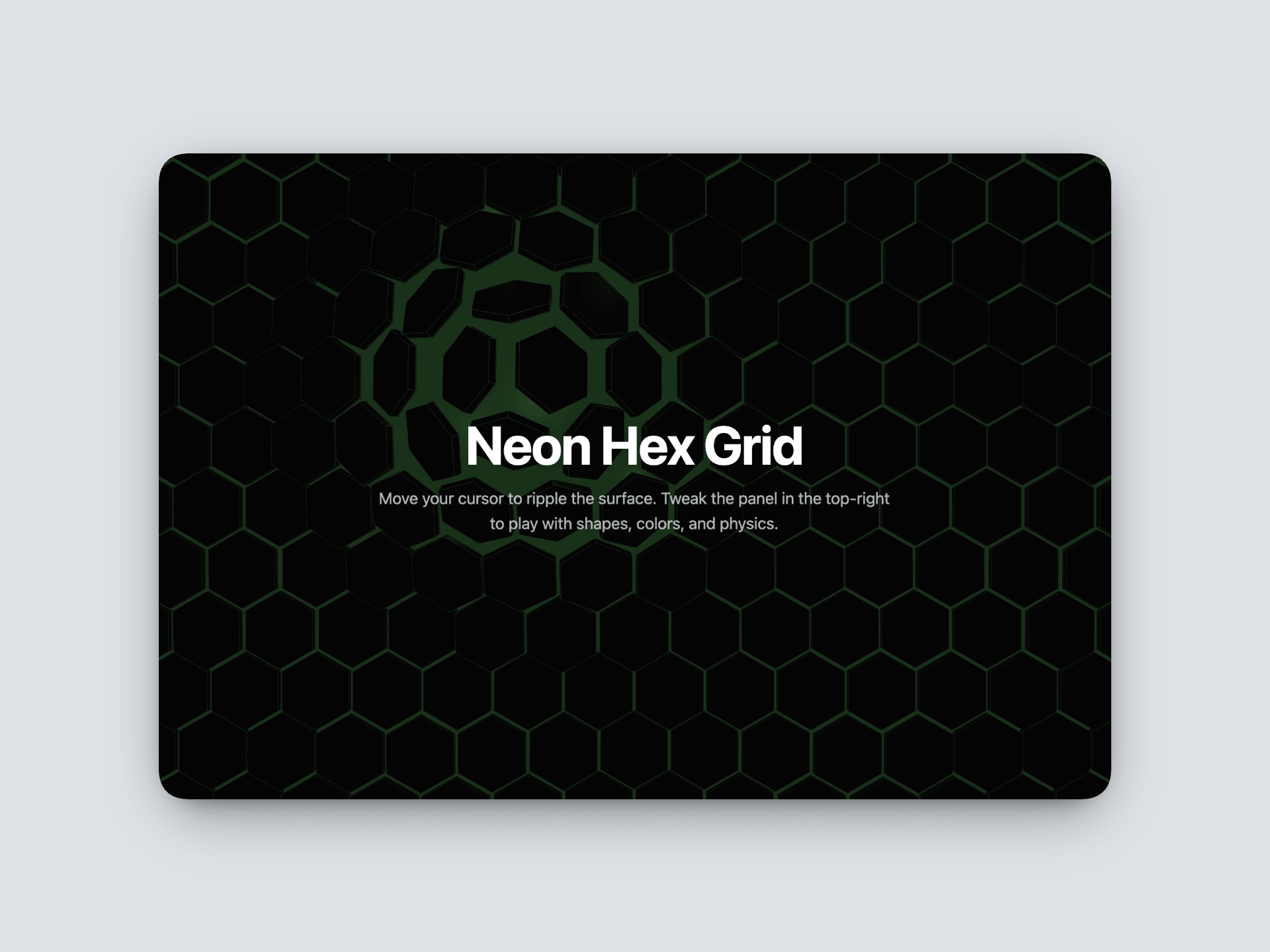 Neon Grid 3D Interactive Hero Section
