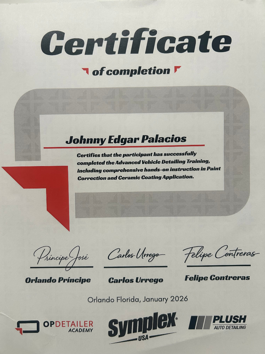 Professional Auto Detailing Certification Orlando OP Detailer Academy Certification - Advanced Vehicle Detailing Training