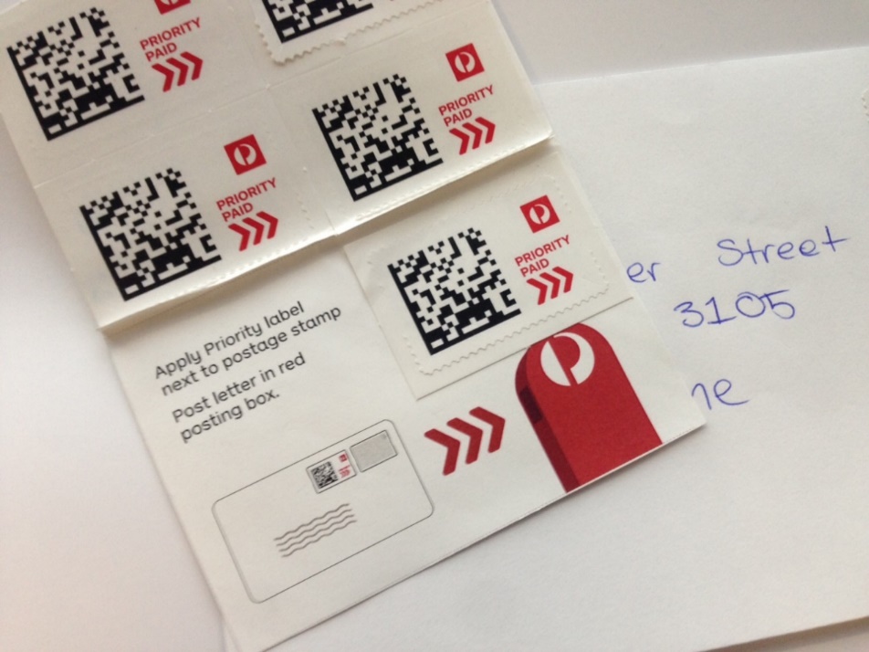 Australia Post priority label booklet redesign