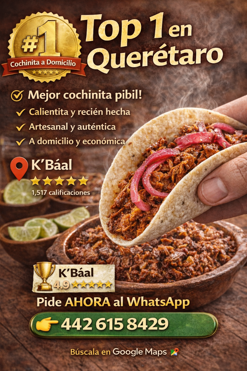 K'Báal #1 Cochinita Pibil a Domicilio en Querétaro - Mejor cochinita pibil artesanal, calientita y recién hecha, 4.9 estrellas, 1517 calificaciones