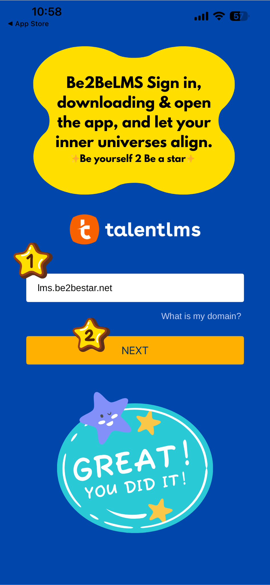 Enter your Be2BeLMS domain