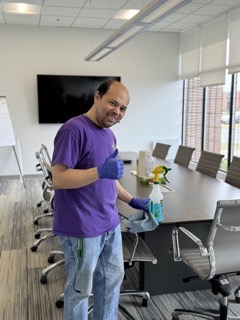 Our professional cleaning team member