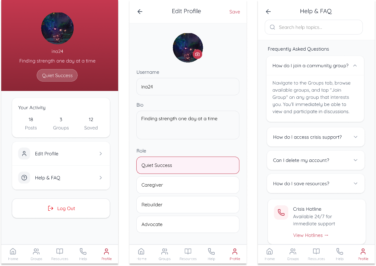 Task 3 - Additional profile and settings screens