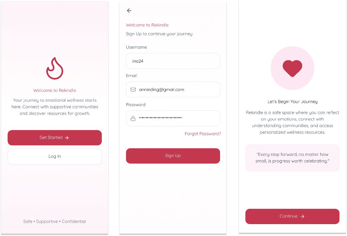 Rekindle Onboarding Screens