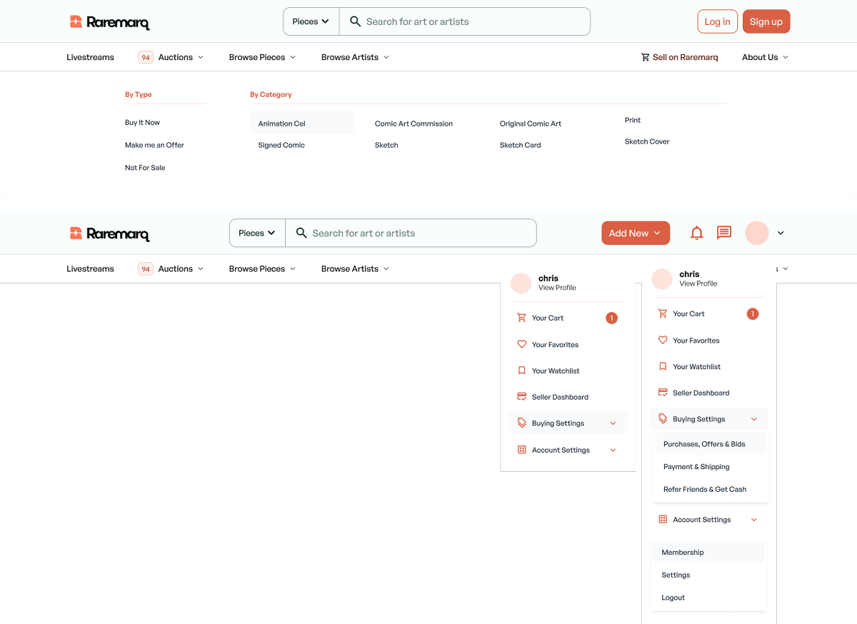 Component Set 5 - Top Navigation Bar for Desktop