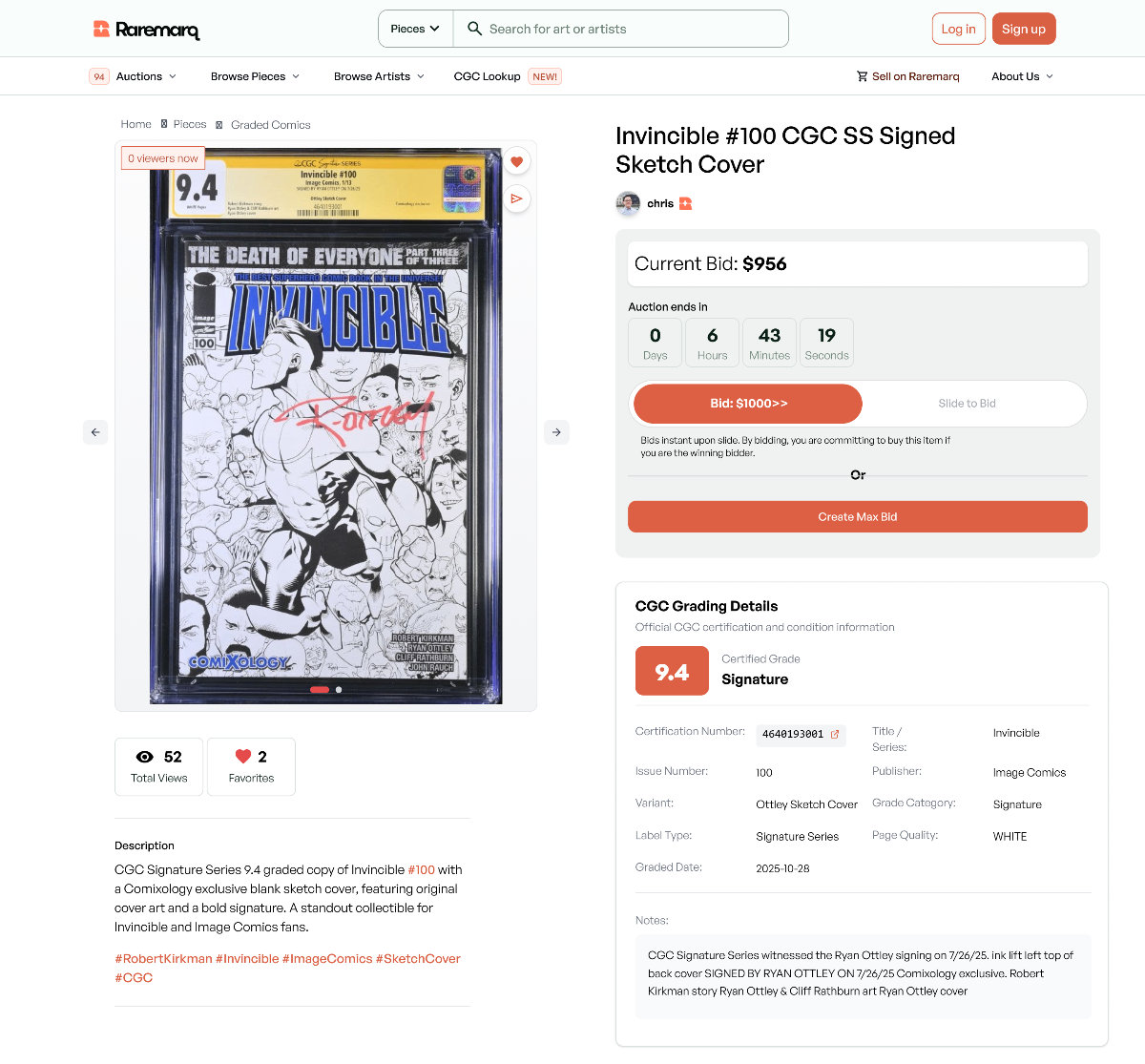 CGC Live Auction Page Wireframe