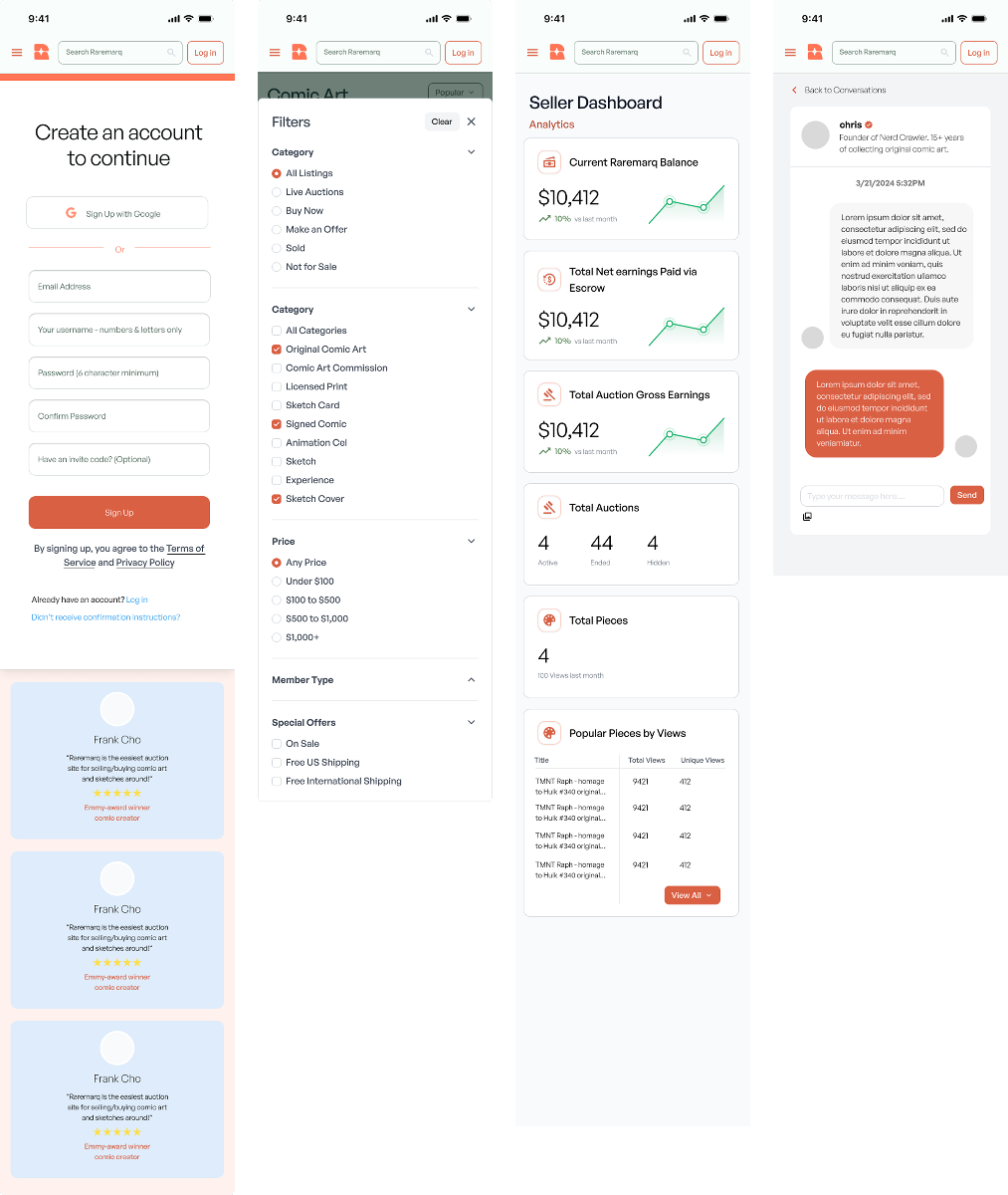 Mobile optimizations screens 1 through 4