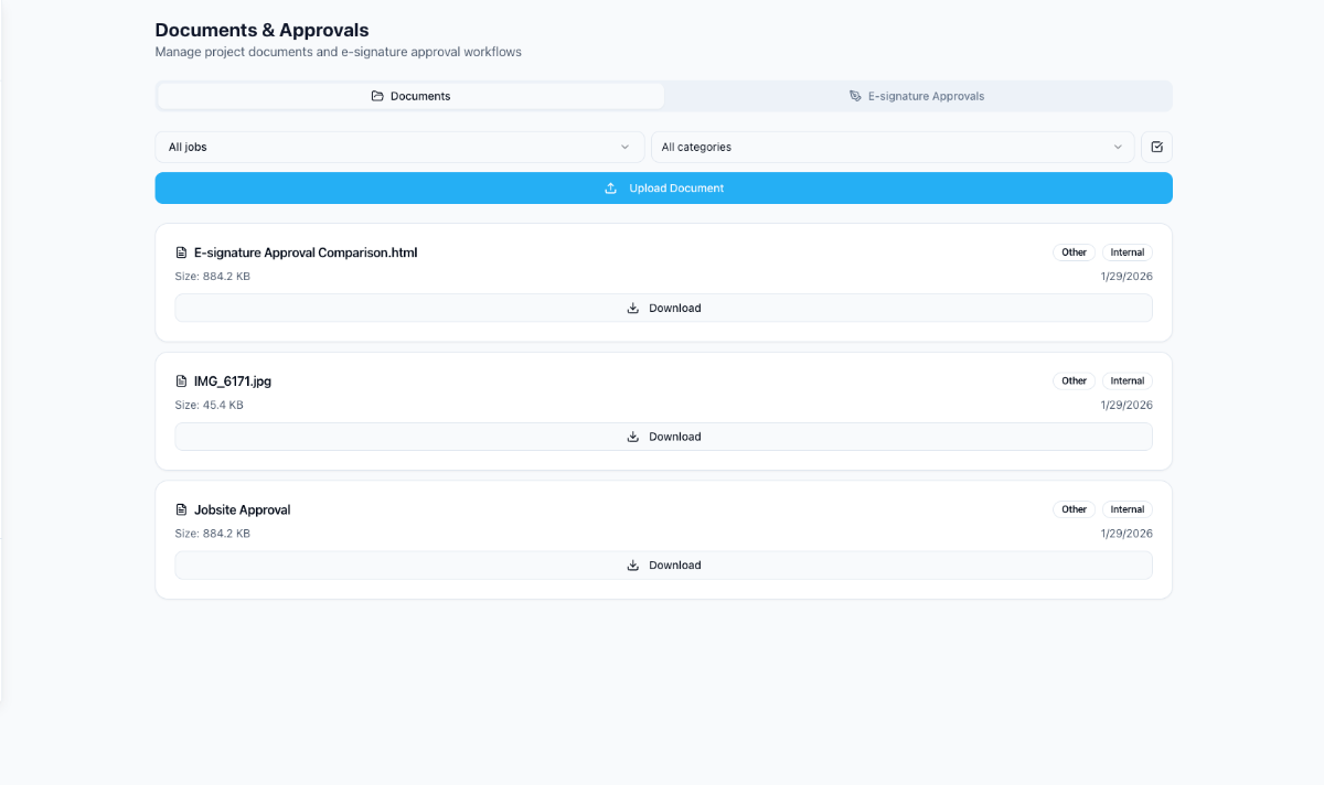Documents & Approvals Dashboard