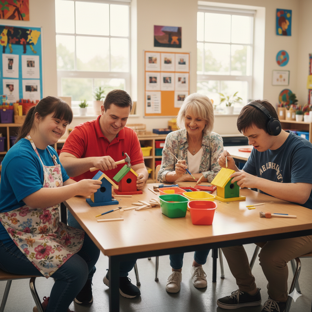 Clients engaged in learning at Heartland Academy