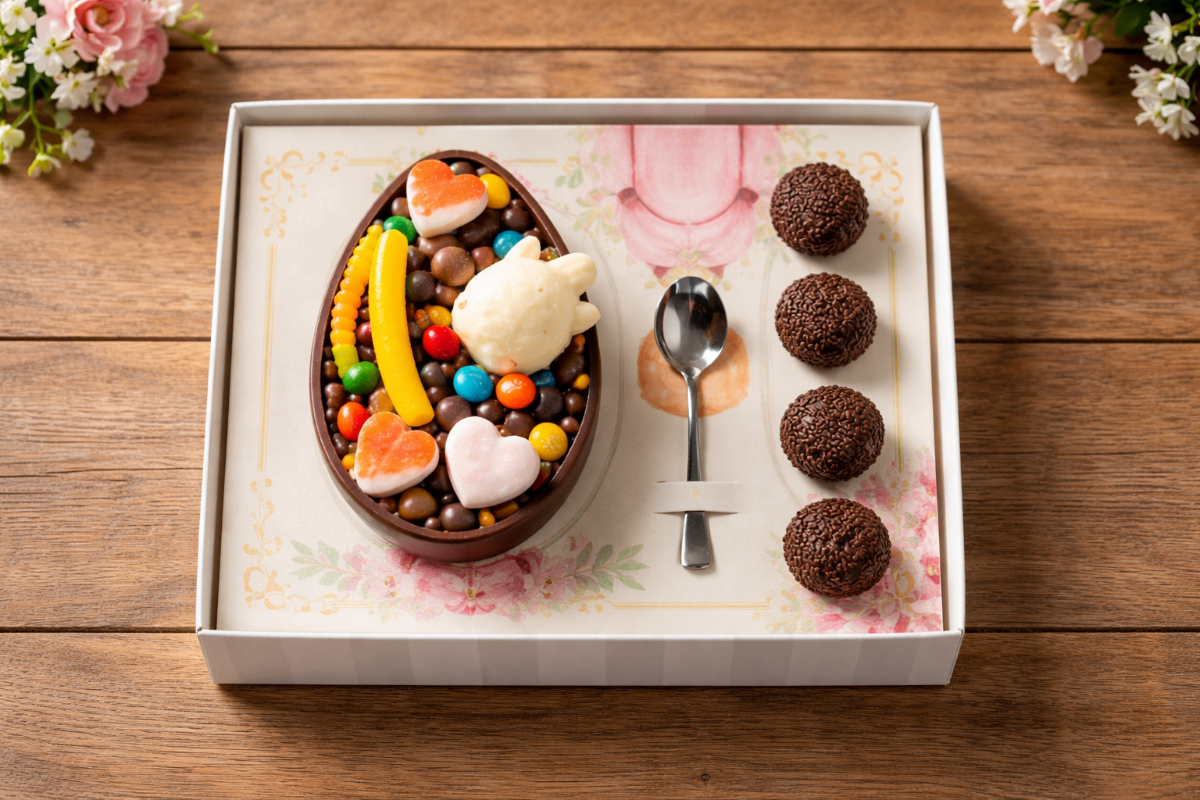 Ovo Infantil + 4 Brigadeiros - Dona Dulce Páscoa Ovo Infantil + 4 Brigadeiros