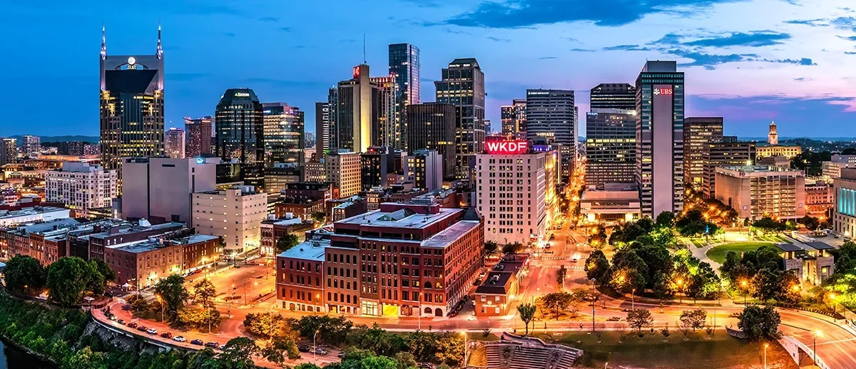 Nashville Tennessee skyline — GWDevelopers serves small businesses across Nashville, Franklin, Brentwood, and East Nashville