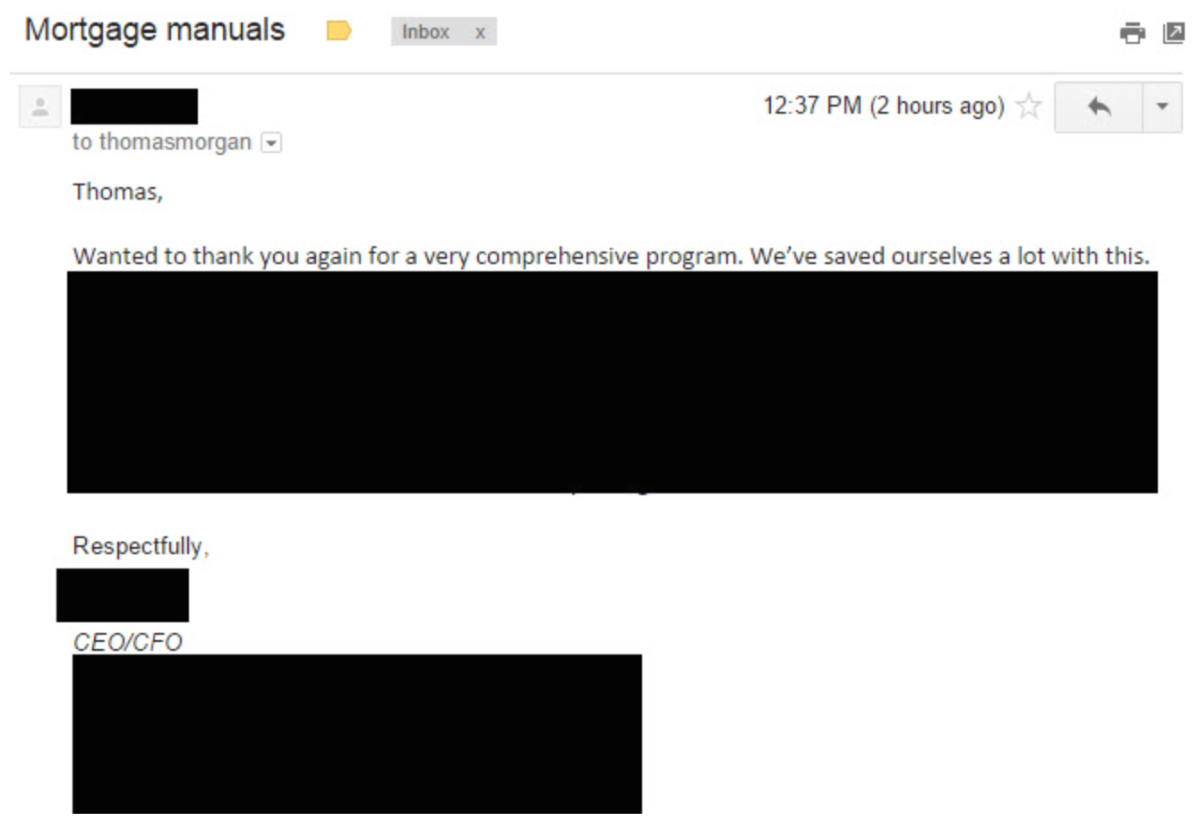 Client review - comprehensive program, saved a lot