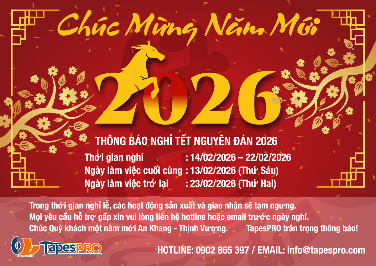 Thông báo nghỉ Tết Nguyên Đán 2026 - TapesPRO