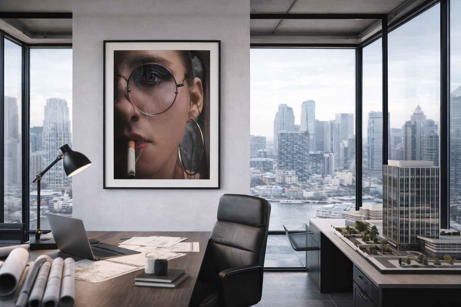 Glasgow Monochrome — high-contrast black and white fine art street photography print of Glasgow urban life