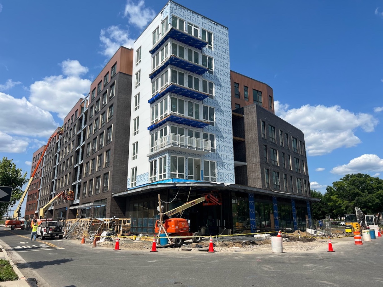 Large commercial building — siding and window work
