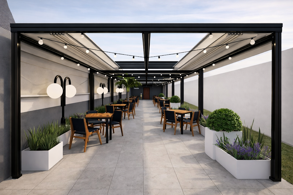 Cobertura Retrátil para Restaurante