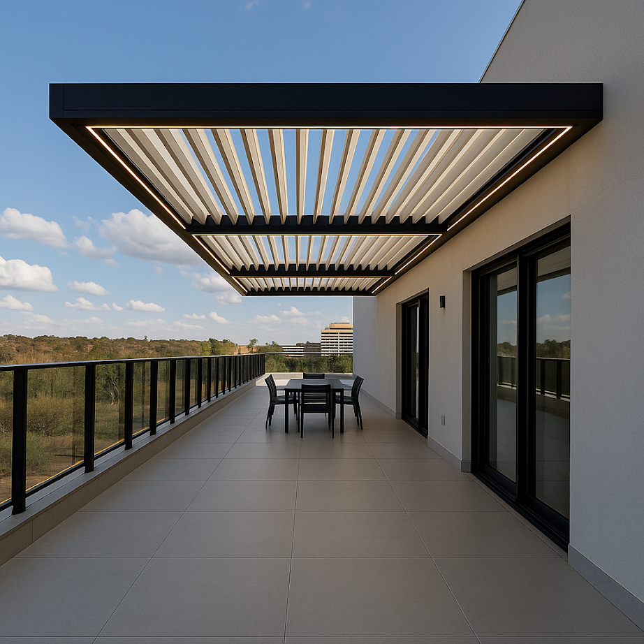 Pérgola Bioclimática em Varanda Moderna