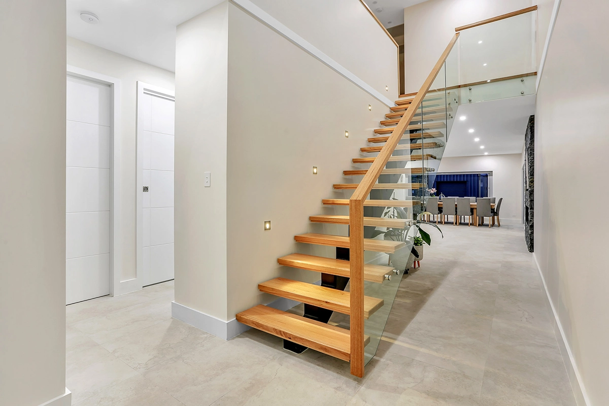 Modern Entry with Floating Staircase