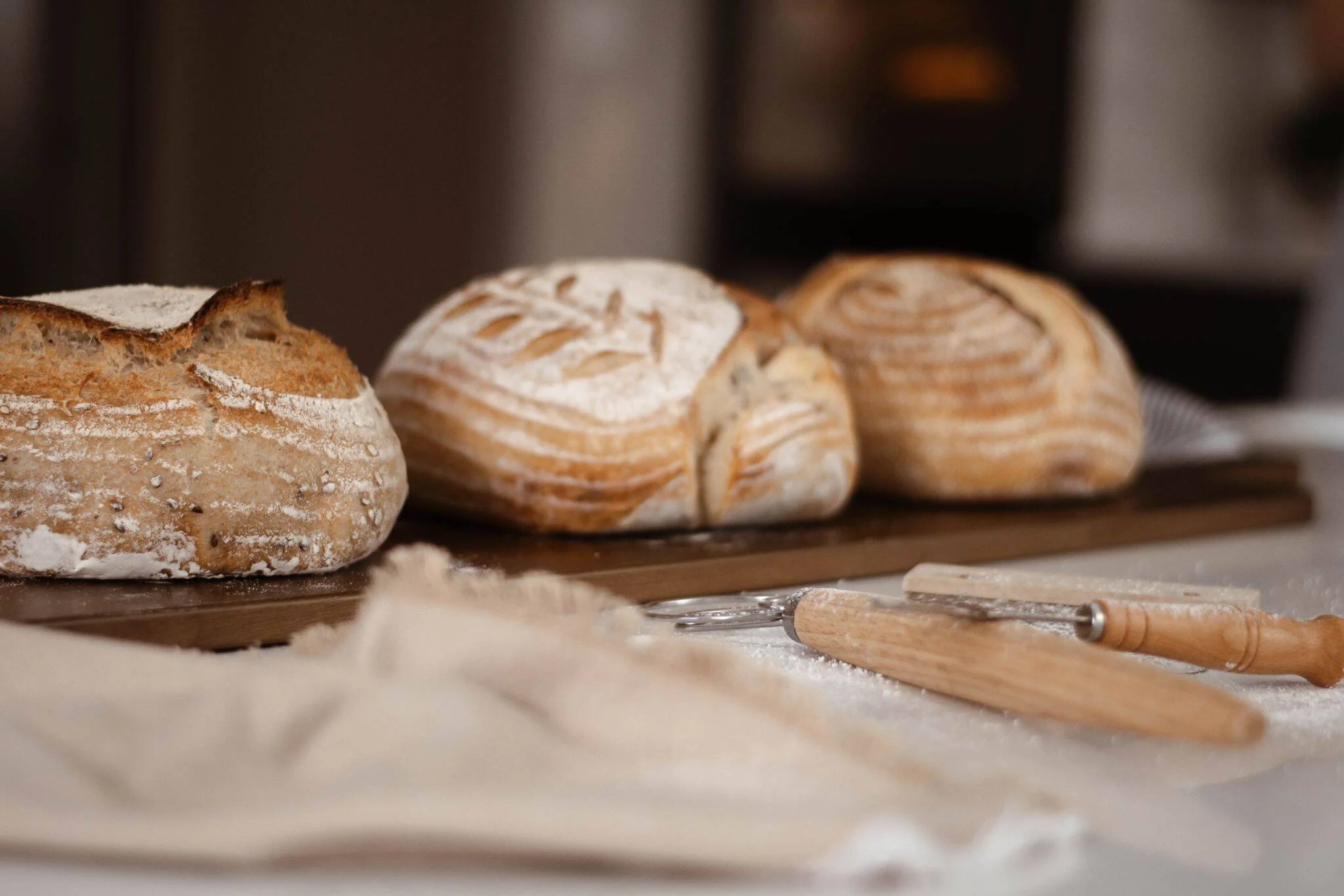 Family enjoying fresh sourdough bread