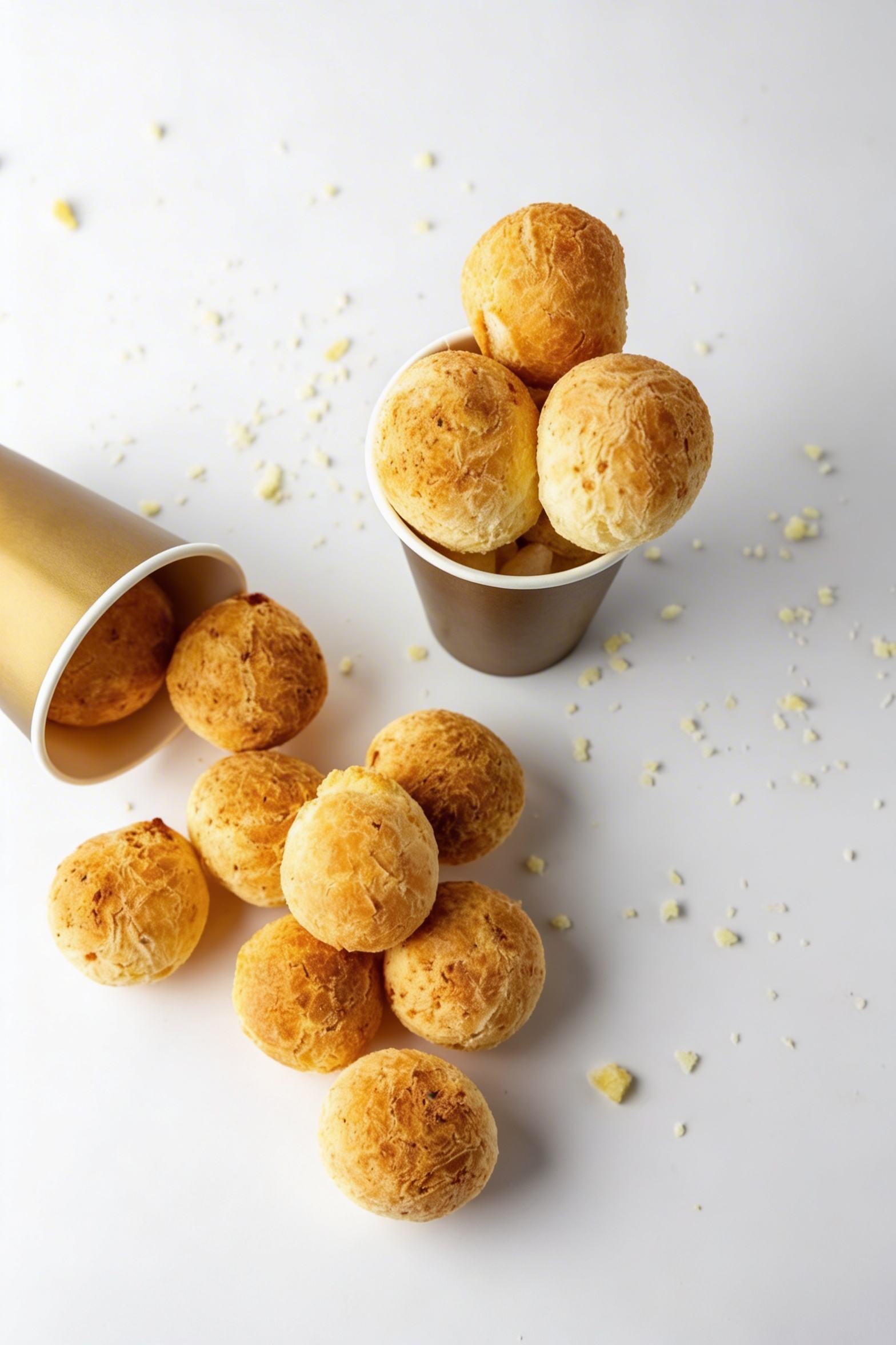 Pão de queijo Brazilian cheese bread cut open showing chewy interior