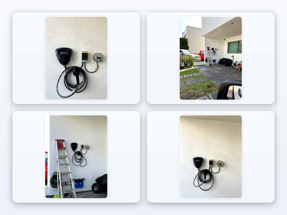 Instalación de cargador BYD para vehículo eléctrico.