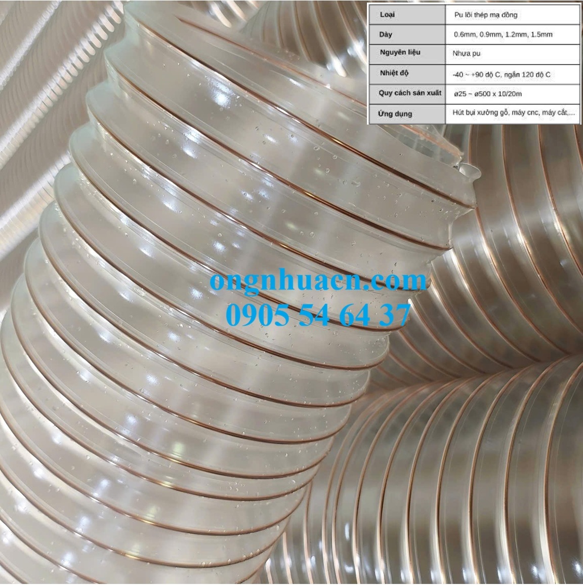 Ống nhựa PU lõi thép mạ đồng