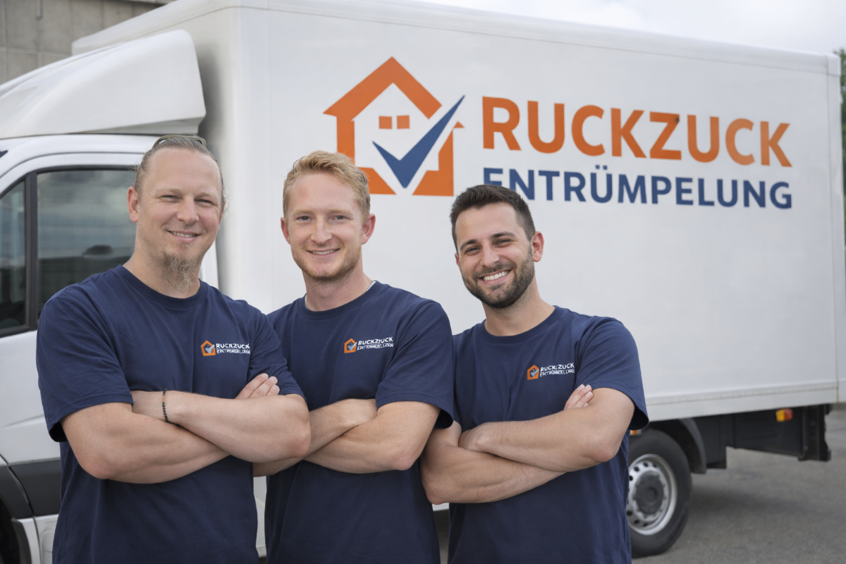 RuckZuck Team vor dem Firmenfahrzeug