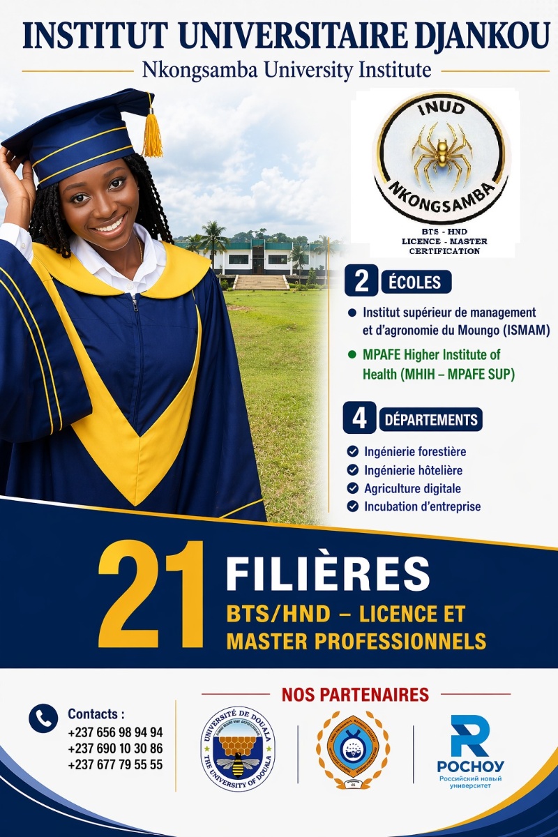INUD Nkongsamba — 21 filières BTS/HND, Licence & Master Professionnels