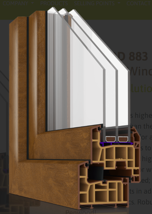 FINESSE 80mm Profile Cross-Section showing 6-chamber system and triple glazing